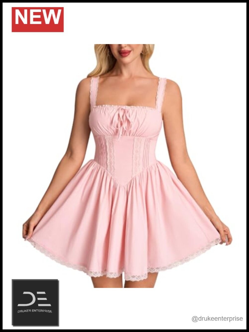 Lace Corset Mini Dress Square Neck Backless Sleeveless